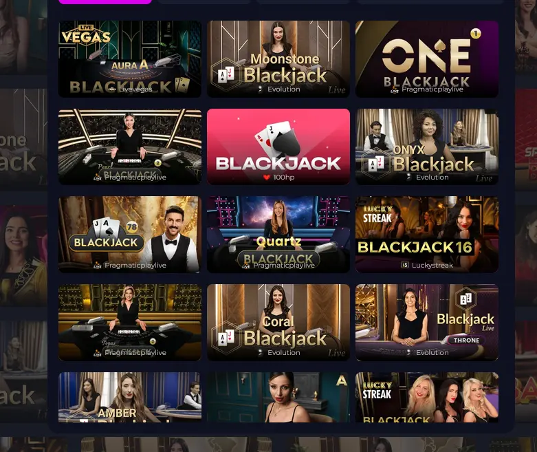 Slots Gallery live blackjack table with unlimited player seats