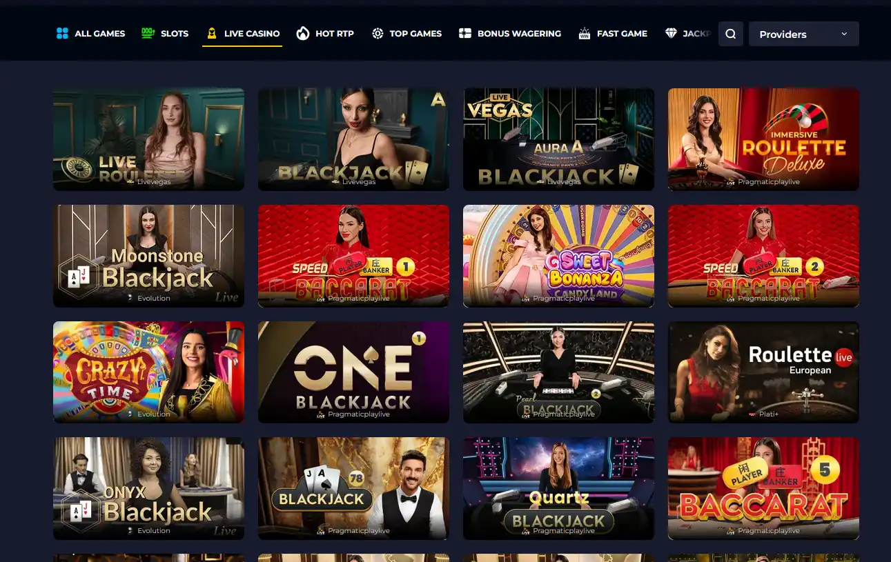 Slots Gallery live casino dealer tables streaming in real time